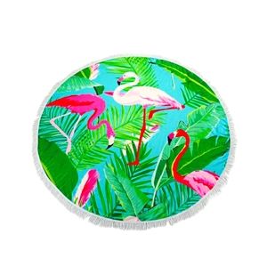 🆕️Tropical Flamingo Print Round Beach Towel